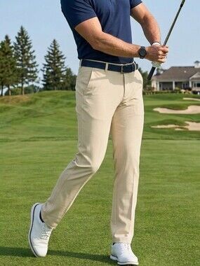 Men's Michel Rouen Proflex Golf Pants Light Khaki 32x30